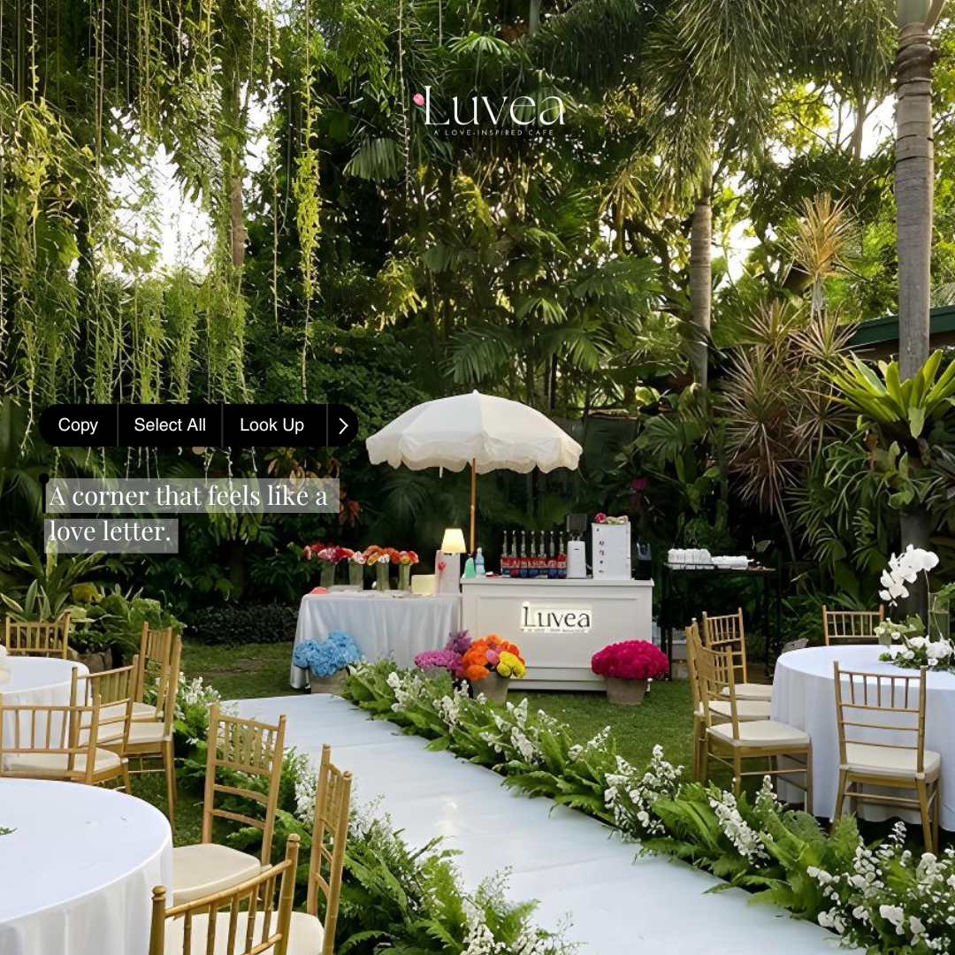 Luvea bar at a lush garden wedding